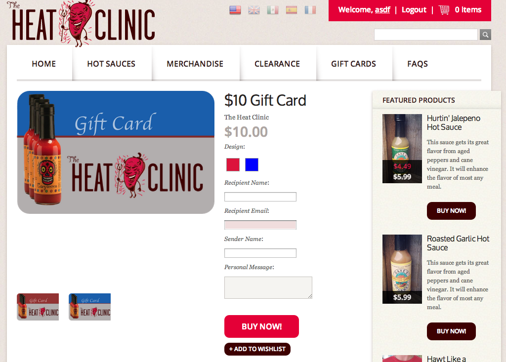 Gift Card Options