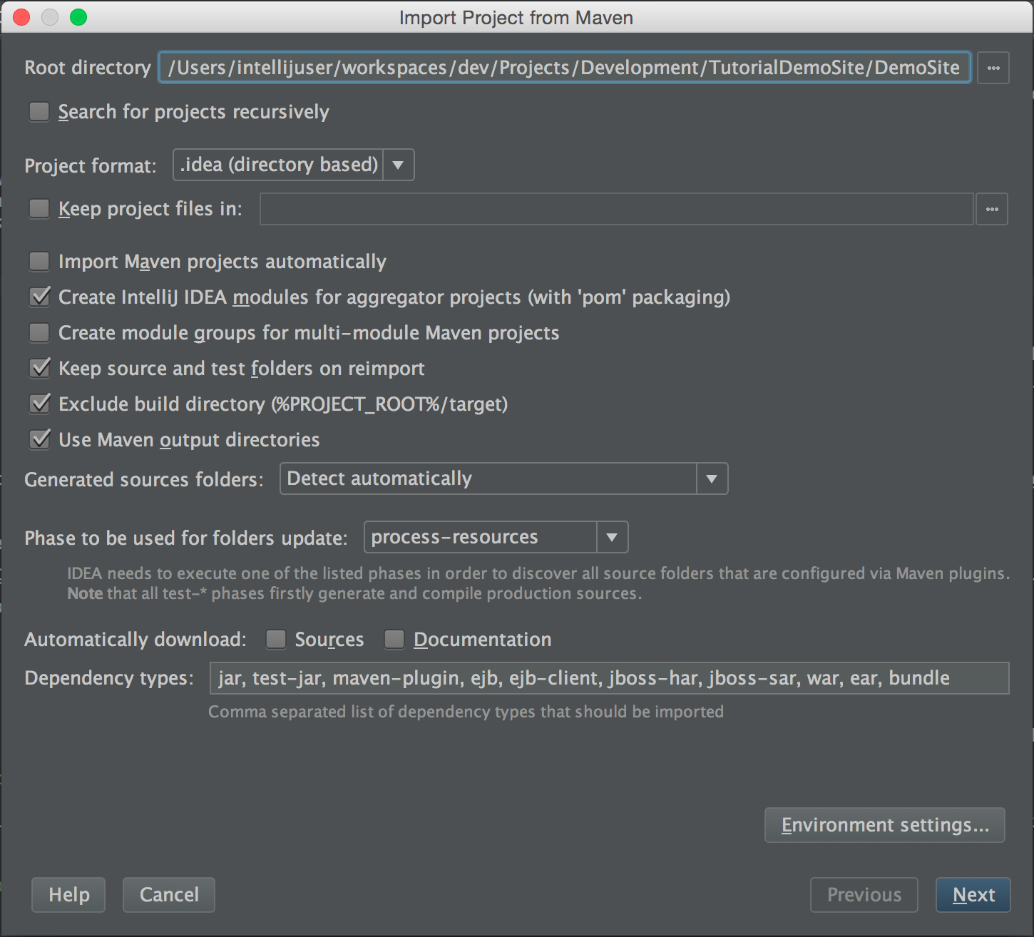 Import Project Settings