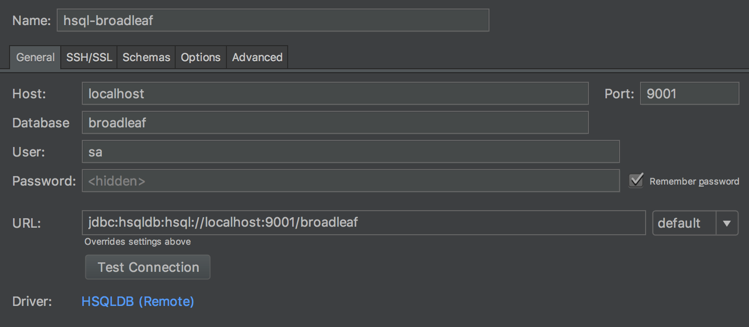 HSQL settings