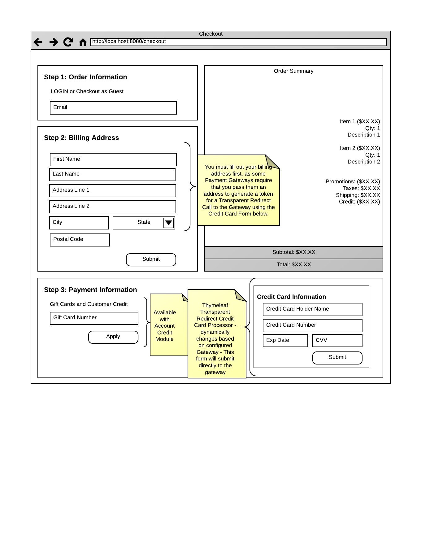 Alternative Checkout Page Design - Non-Shippable Fulfillment Group